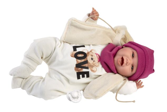Llorens 74142 NEW BORN - muñeca bebé realista con sonidos y cuerpo de tela suave