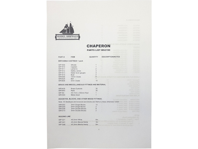 Model Shipways Chaperon 1884 set
