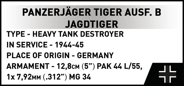 Cobi II WW Panzerjäger TIGER Ausf. B JAGTIGER 1:28, 1355 k, 3 f