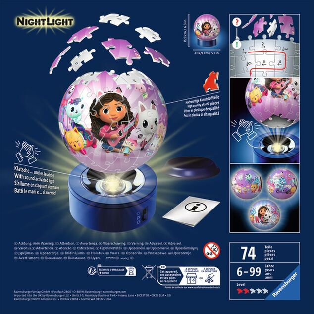 Ravensburger Puzzle-Ball Gabby's Dollhouse 72 dielikov (nočná edícia)