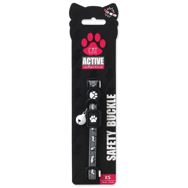 Obojok Active Cat Reflective XS čierny 1x19-31cm