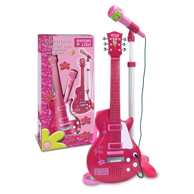 Bontempi Rocková elektrická gitara s mikrofónom a stojanom 245872