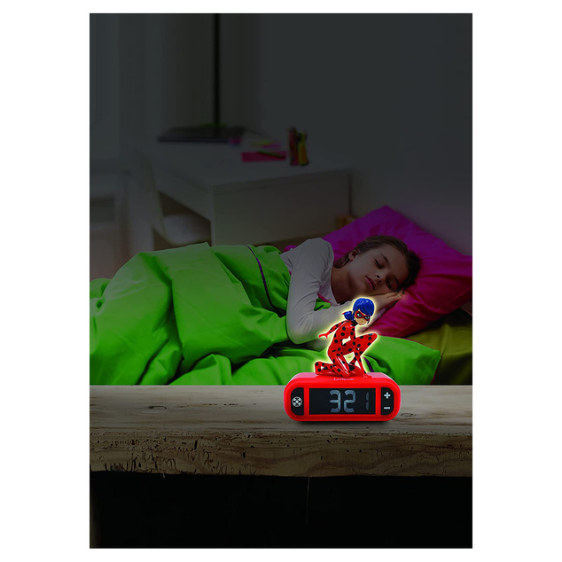 Lexibook Wecker mit 3D-Nachtlicht Miraculous Ladybug