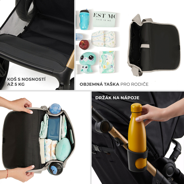 KINDERKRAFT Kočík kombinovaný 3v1 Moov 2 XL Air Grey