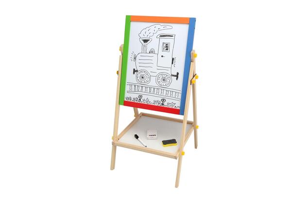 Lavagna magnetica bifacciale in legno nero/bianco con accessori