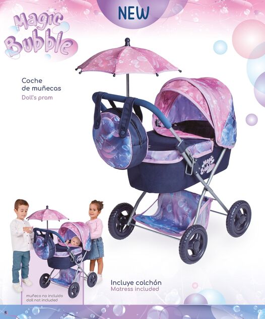 DeCuevas 85076 Skladací kočík pre bábiky so slnečníkom a taškou Magic Bubble 2024 - 60