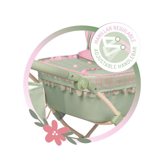 DeCuevas 81068 Passeggino pieghevole per bambole con borsa e accessori Botanic 2026 – 81 cm
