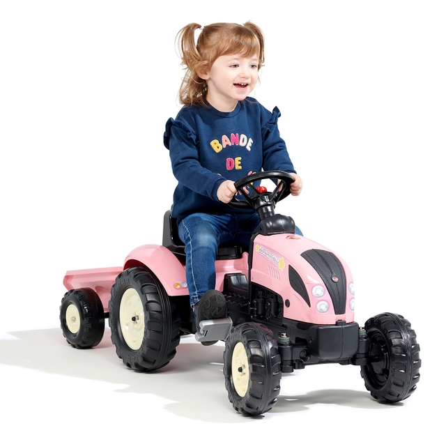 Falk šliapací traktor 2056L s prívesom Country Star - ružový