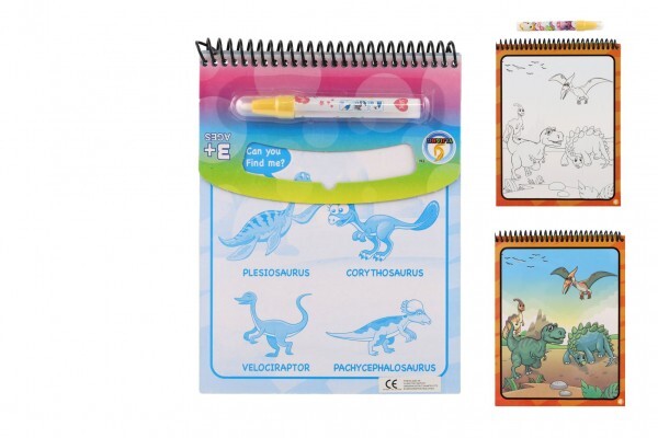 Magische Wassermalerei/Bleistiftblock Dinosaurier, 4 Blatt