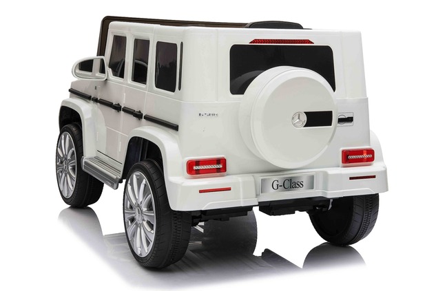 Elektrické autíčko Mercedes G500 12V, biele, 2,4 GHz diaľkové ovládanie, USB / SD Vstup, o
