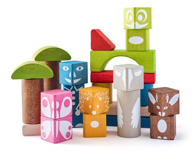 Woody Kocky farebné s potlačou 26 ks - 3,3 cm