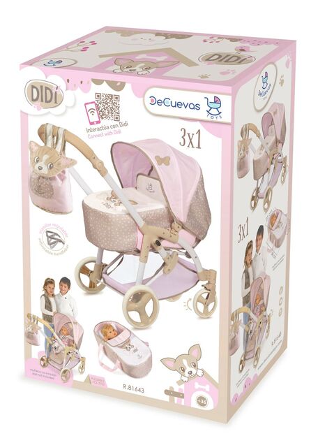DeCuevas 81643 Klappkinderwagen für Puppen 3 in 1 mit tragbarer Tasche DIDI 2021 - 75 cm
