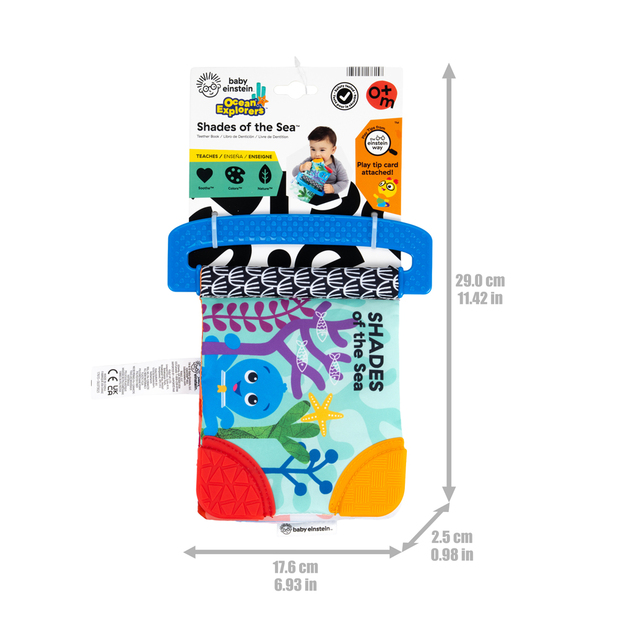 BABY EINSTEIN Mekana knjiga s grizalicom i teksturama Shades of the Sea™, 0m+
