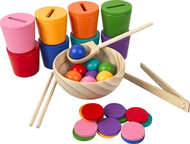 2Kids Toys Dúhové guličky, mince a kalíšky 8 farieb