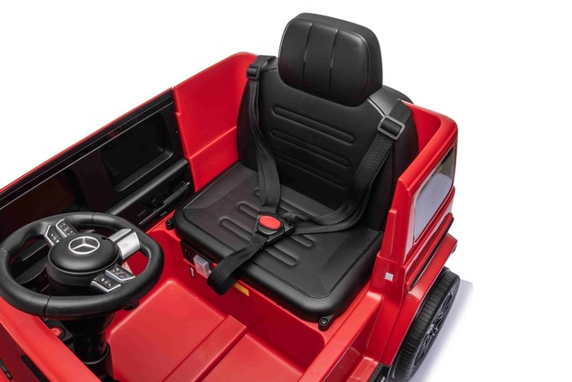 Auto elettrica Mercedes G580 12V, rosso, telecomando 2,4 GHz, Bluetooth, USB