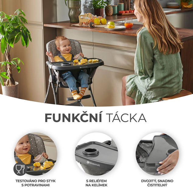 KINDERKRAFT Chaise haute Foldee Grey