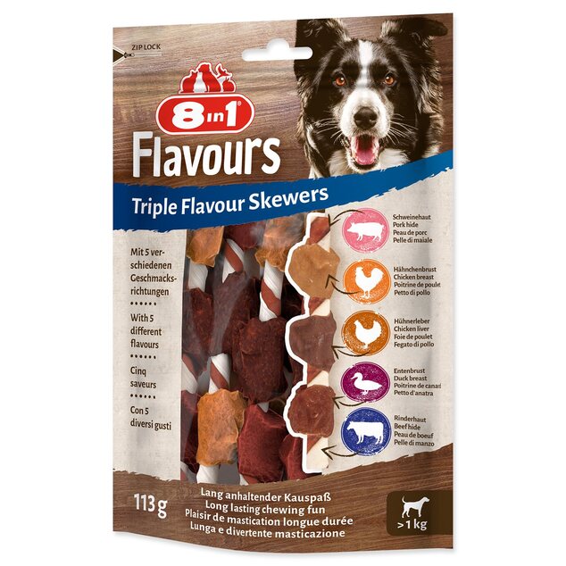 Pochúťka 8in1 Triple Flavour špíz žuvací 6ks