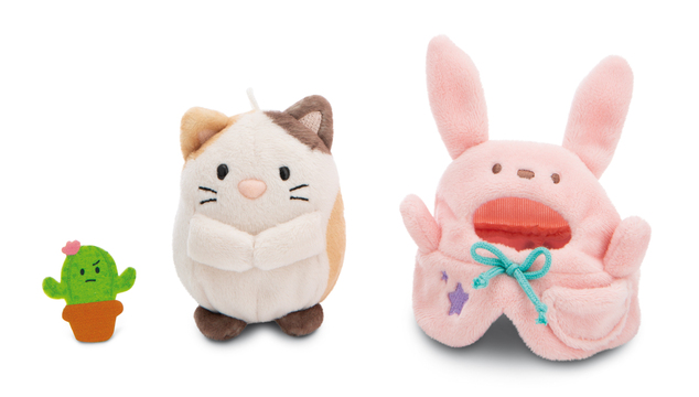 NICI Plüsch MyMochi Katze Angy 8cm im Hasenkostüm und Kaktus, Set Geschenkverpackung