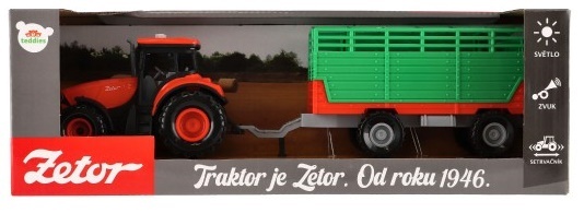 Traktor Zetor s vlekom plast na zotrvačník na bat. so svetlom so zvukom