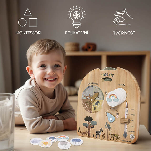 Drevená doska Montessori Počasie