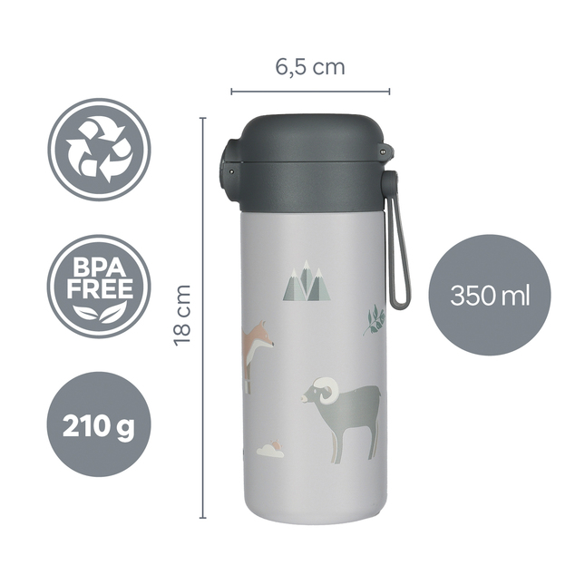 Termoska na tekutiny so slamkou a silikónovým držiakom 350 ml, Cookie beige