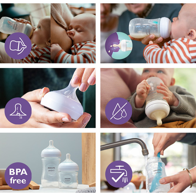 Philips AVENT Natural Response Flasche mit AirFree-Ventil 260 ml, 1 Monat+ Elefant