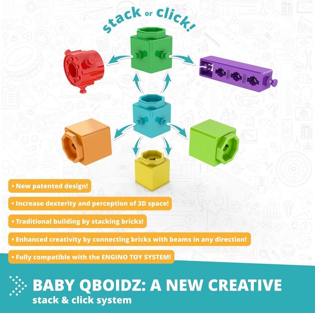 Engino BABY QBOIDZ - Moje prvé kroky - medium set (v plastovej vaničke)