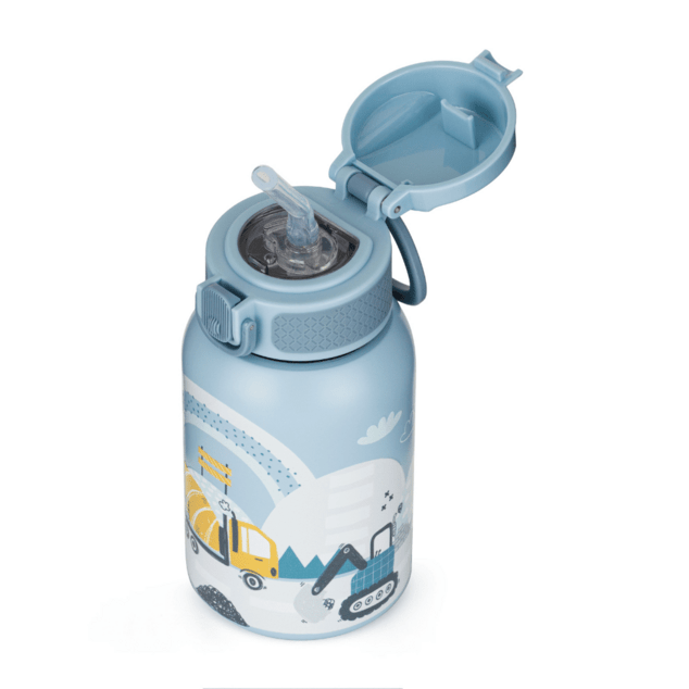 PETITE&amp;MARS Láhev nerezová termo se slámkou 350 ml Work Zone 12m+