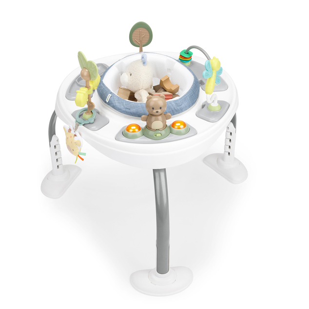 INGENUITY Jouet actif sauteur avec table 2-en-1 Bounce to Bloom™ Chambray