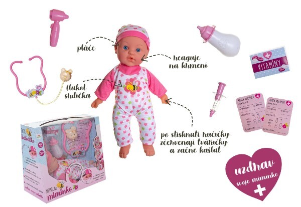 Baby kranker weicher Körper 36 cm aus Gummi mit Batteriezubehör mit Ton und Licht