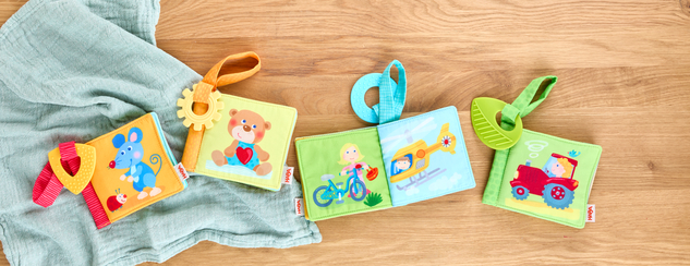 Haba Textil könyv babakocsiba rágókával Első szavak