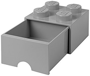 LEGO® úložný box 4 - so zásuvkou šedá  250 x 250 x 180 mm
