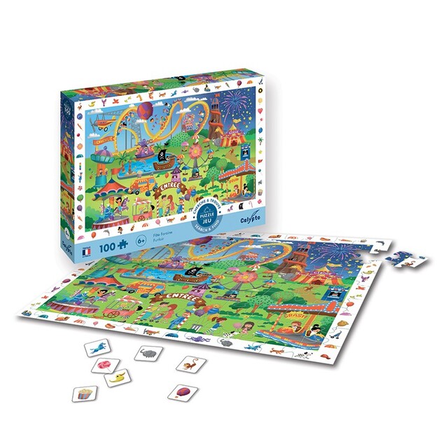 SENTOSPHERE Puzzle pentru copii Caută și găsește Parcul de distracții 100 piese