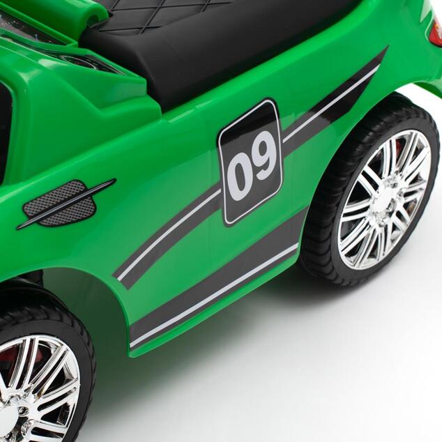 Detské odrážadlo so zvukom a vodiacou tyčou Baby Mix RACER zelené