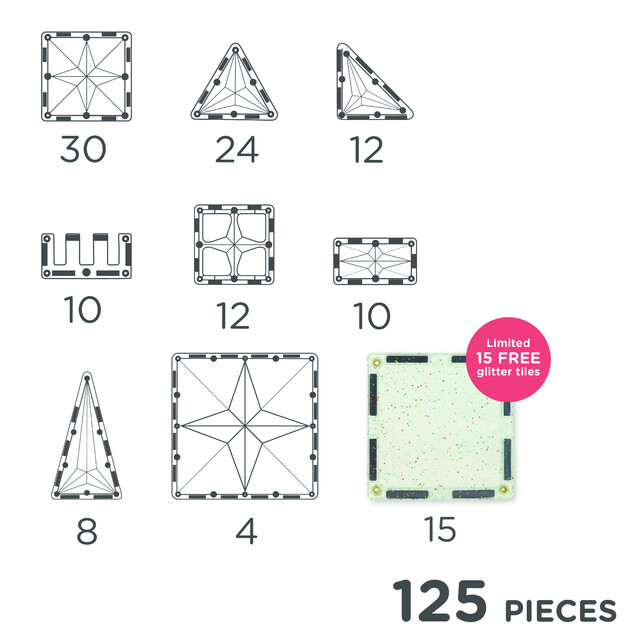 Cleverclixx – Ensemble de construction magnétique Inventive Pack Intense – 110 pcs + 15 pcs gratuits