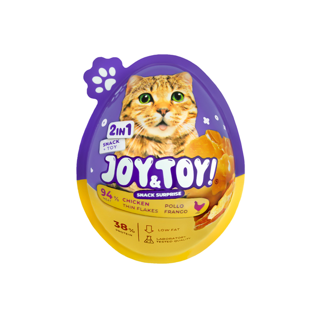 JOY&amp;TOY! Vajíčko pre mačky s prekvapením Thin Flakes - kuracie mäsko