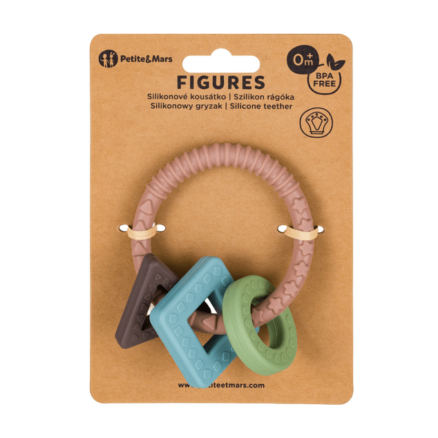 PETITE&amp;MARS Silikonski grizalo Figures Velvet Latte 0m+