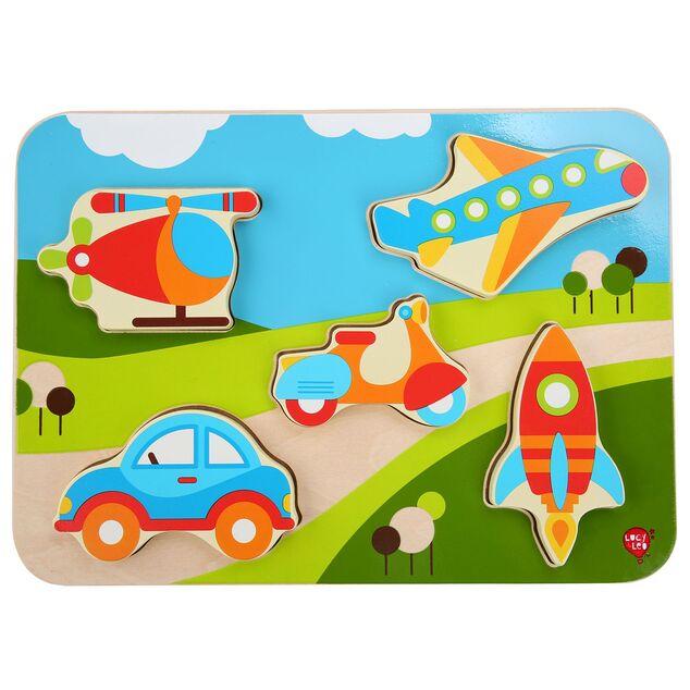 Lucy &amp; Leo 229 Dopravné prostriedky - drevené vkladacie puzzle 6 dielov