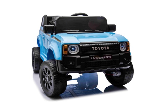 Elektrické autíčko Toyota Landcruiser 12V, modré, široké jednomiestne sedadlo, 2,4 GHz dia
