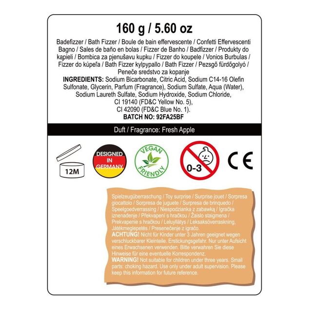 ACCENTRA Fürdőbomba habzó KOOLKIDZ meglepetés dinoszaurusszal Alma 160g