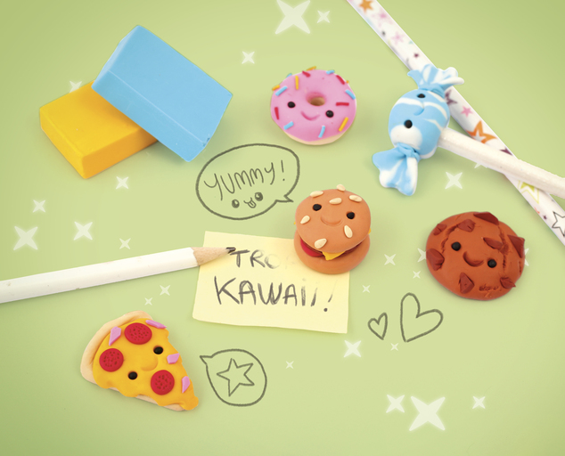 GRAINE CREATIVE Kreativni set za izdelavo Gumijastih glavic za svinčnike Food