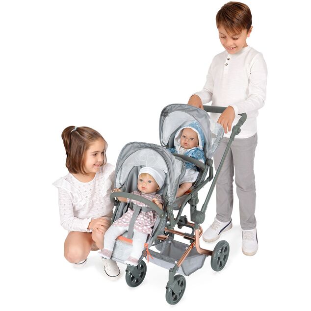 DeCuevas 90877 Carucior pliabil pentru papusi gemene cu rucsac CITY X - 91 cm