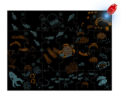 Janod Puzzle Magique Océan avec Lampe de Poche