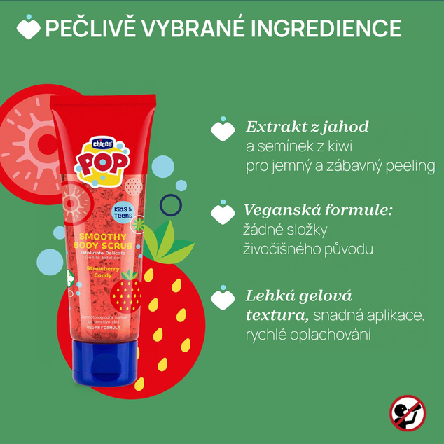 CHICCO Telový peeling Strawberry Smoothie POP pre deti a teenagerov 150ml