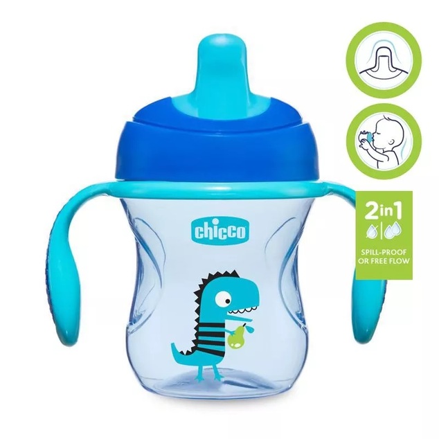 CHICCO Hrnek Training s držadly 200 ml modrý 6m+