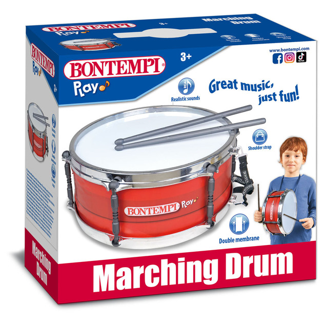 Bontempi Marching Drum – detský bubon s popruhom a paličkami, 34 cm