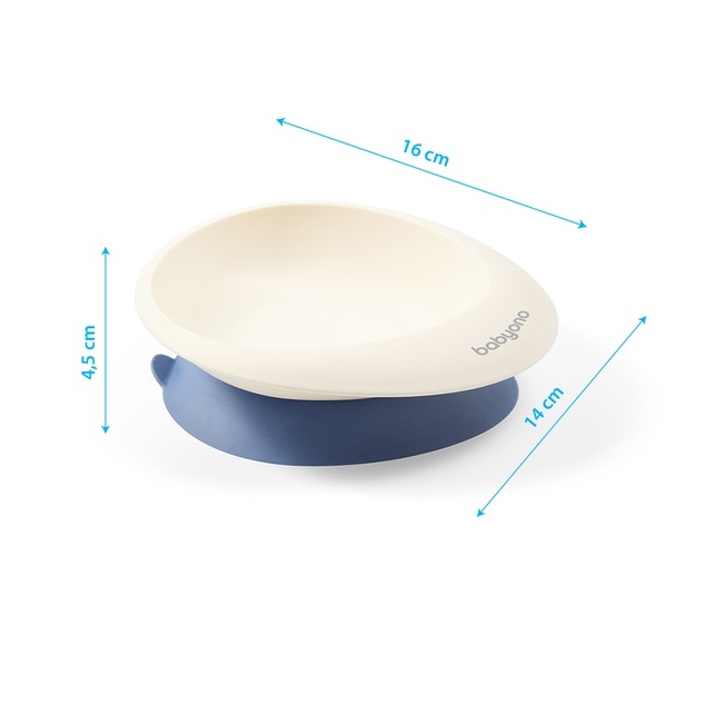 BABYONO Schüssel mit Saugnapf und Löffel blau 230 ml 6m+
