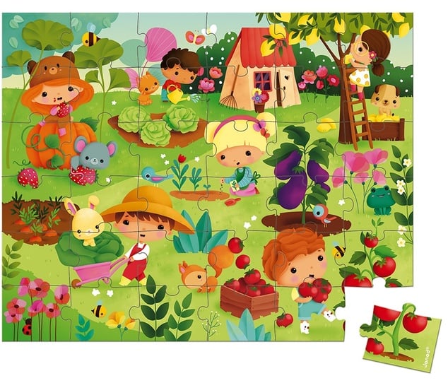Janod Puzzle v kufríku Záhrada 36 ks