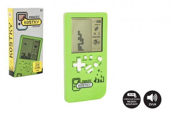Digitálna hra Padajúce kocky hlavolam plast 7x14cm zelená na batérie so zvukom