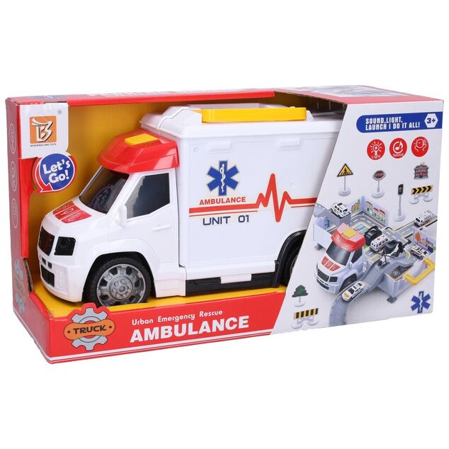 Auto sanitka s efektmi garáž nemocnice 33,5 cm